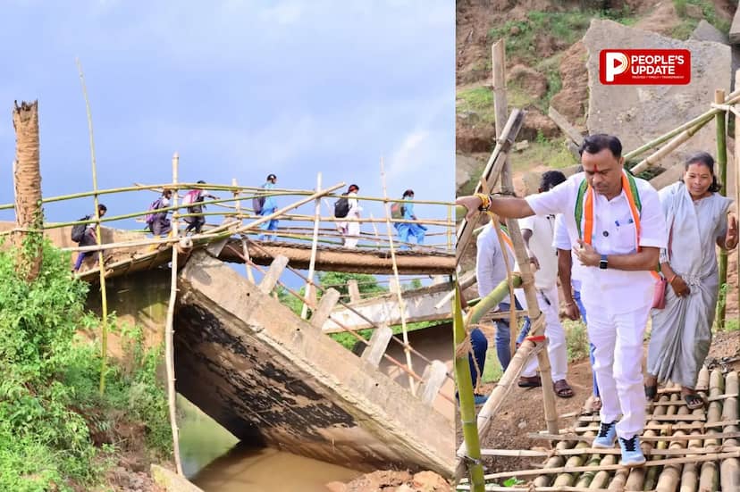 बस्तर में विकास के दावों पर बैज का बड़ा वार, टूटा पुल दिखाकर सरकार को घेरा। 