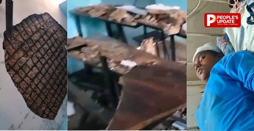 परीक्षा के बीच छत का प्लास्टर छात्रों पर गिरा, मची अफरा-तफरी,10वीं की छात्रा के सिर में 3 टांके