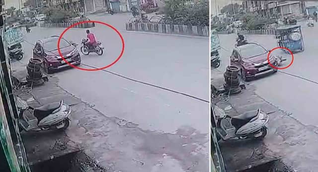 अंबिकापुर में बाइक चलाते समय युवक को आया हार्ट अटैक, खड़ी कार से टकराकर गिरा, मौके पर मौत, CCTV फुटेज