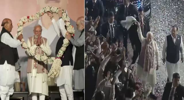 गमछा लहराते ही कार्यकर्ताओं में उमड़ा जोश, ‘भारत माता की जय’ से गूंजा भाजपा मुख्यालय