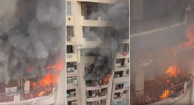गाजियाबाद के हाईराइज अपार्टमेंट में लगी भीषण आग, फ्लैट का सामान जलकर खाक
