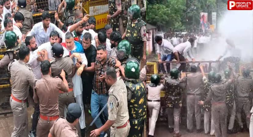 छात्रसंघ चुनाव समेत कई मांगों को लेकर NSUI का कलेक्ट्रेट घेराव, पुलिस ने किया वाटर कैनन का इस्तेमाल