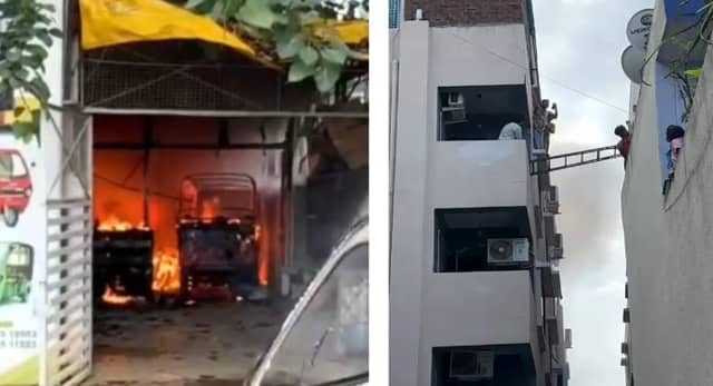 धुएं से घिरे अपार्टमेंट में फंसे परिवार , रस्सियों और सीढ़ियों से हुआ रेस्क्यू, टला बड़ा हादसा