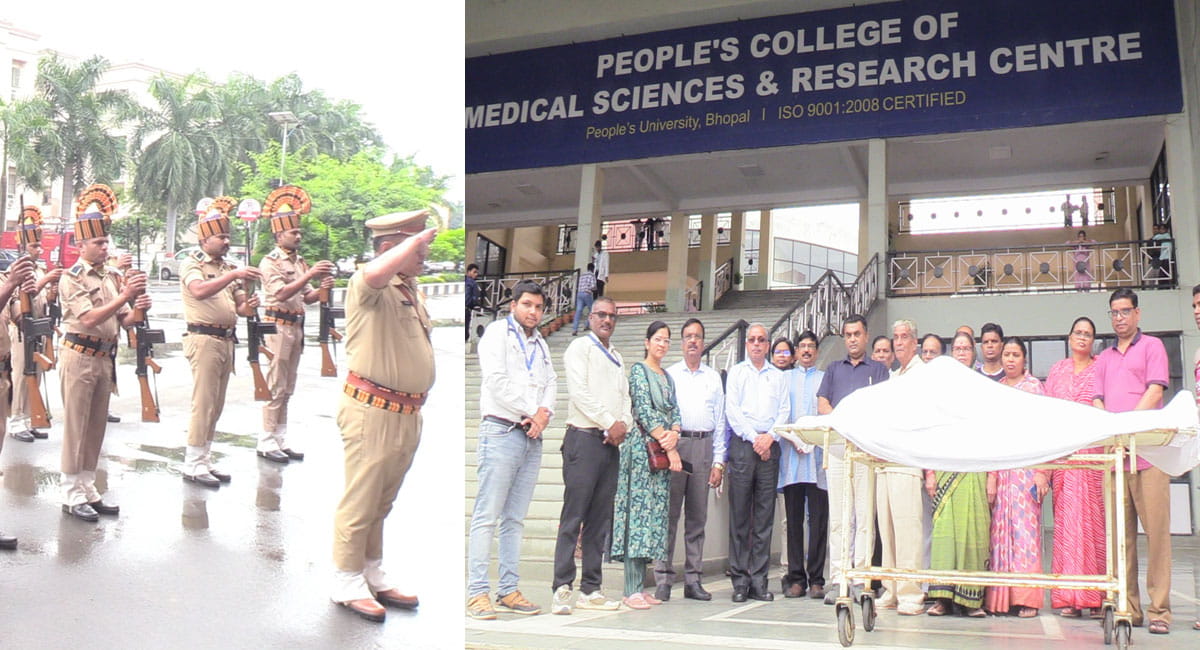 पीपुल्स मेडिकल कॉलेज में कृष्ण मोहन सक्सेना का देहदान, सम्मान में मिला 'गार्ड ऑफ ऑनर'