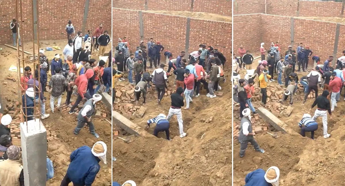 बेसमेंट निर्माण के दौरान भरभराकर गिरी दीवार, 7 लोग दबे; 2 की मौत