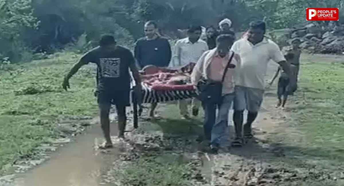 सड़क नहीं, कीचड़ का रास्ता... बुजुर्ग महिला को खाट पर लिटाकर 1.5 किमी पैदल अस्पताल ले गए ग्रामीण