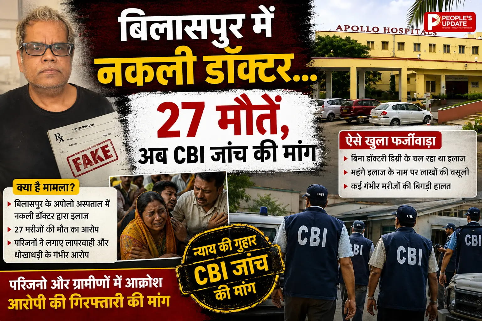 बिलासपुर फर्जी डॉक्टर केस: 27 मरीजों की मौत का आरोप, पूर्व विधानसभा अध्यक्ष की मौत के बाद CBI जांच की मांग तेज