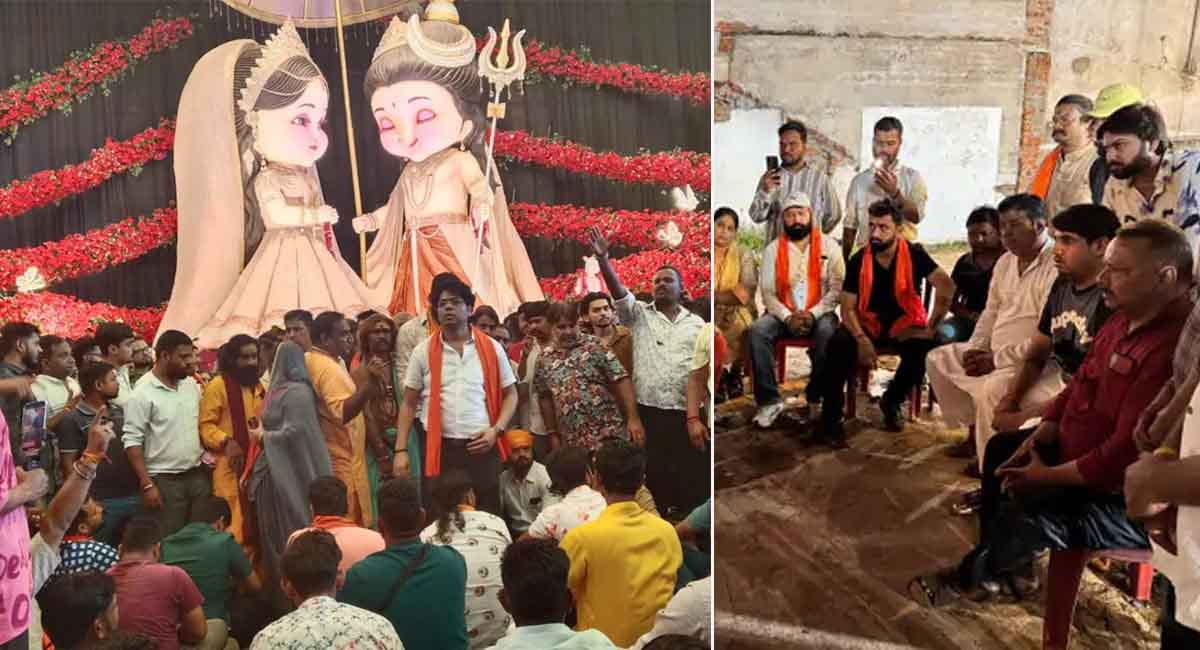 रायपुर में गणेश-पंडाल में AI प्रतिमा पर विवाद... हिंदू संगठनों ने किया विरोध-प्रदर्शन, बोले- अश्लील गाने बजाए गए; पंडाल के बाहर गूंजा हनुमान चालीसा