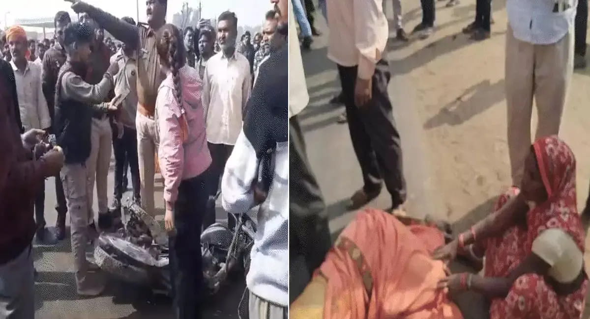 ट्रक ने बाइक को मारी टक्कर, बुजुर्ग महिला की मौत; गुस्साए लोगों ने किया चक्काजाम