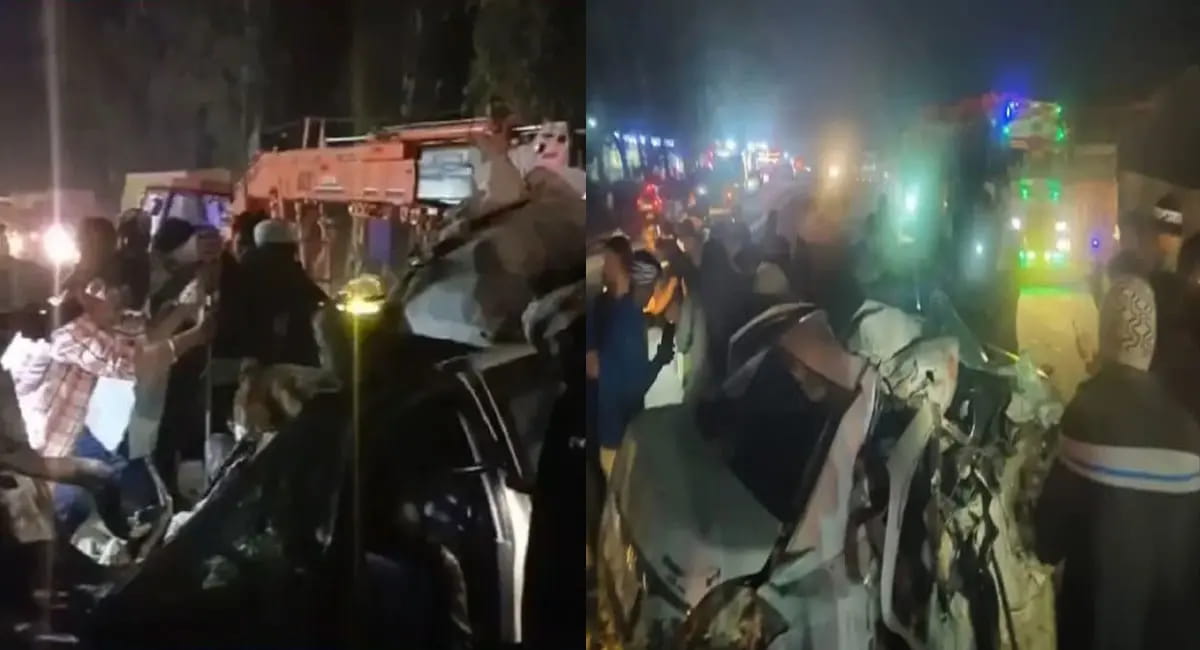डिवाइडर से टकराकर ट्रेलर से भिड़ी कार, 6 युवकों की मौत
