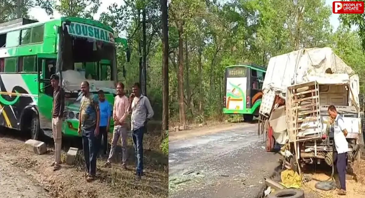 बस और ट्रक की आमने-सामने भिड़ंत, 6 घायल