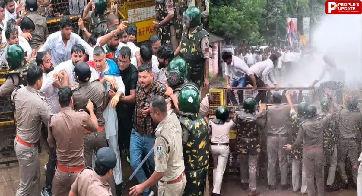 छात्रसंघ चुनाव समेत कई मांगों को लेकर NSUI का कलेक्ट्रेट घेराव, पुलिस ने किया वाटर कैनन का इस्तेमाल