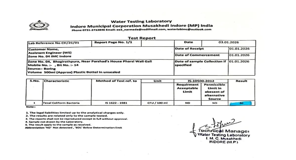 भागीरथपुरा त्रासदी की असली जड़ सामने आई, बोरिंग का पानी कर रहा था नर्मदा जल को दूषित