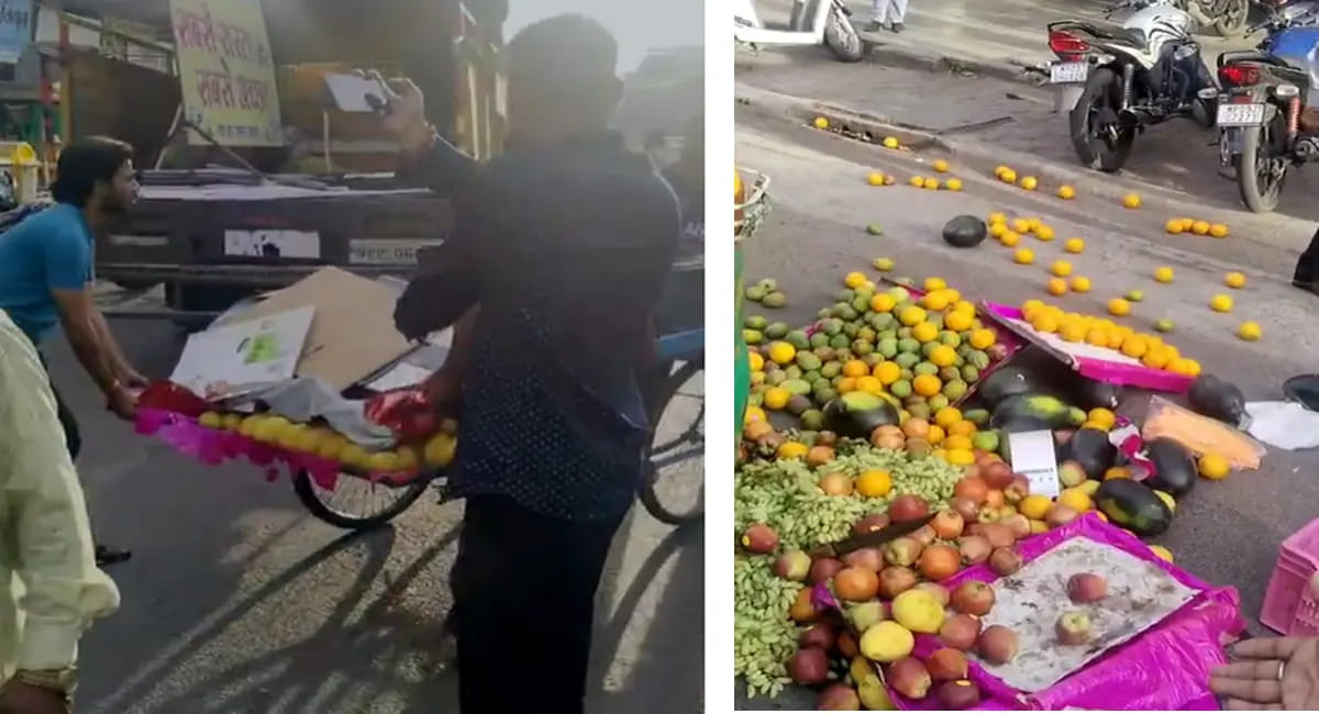 सड़क से ठेला हटाने के नाम पर गरीब की दुकान उजाड़ी ,"हफ्ता वसूली"के आरोप से मचा बवाल
