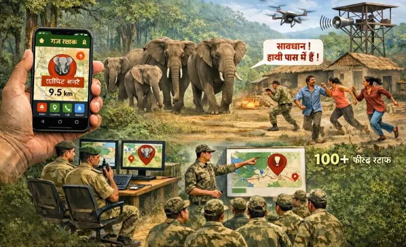 बांधवगढ़ में हाथियों की लाइव लोकेशन ट्रैक कर रोकी गांवों की बर्बादी