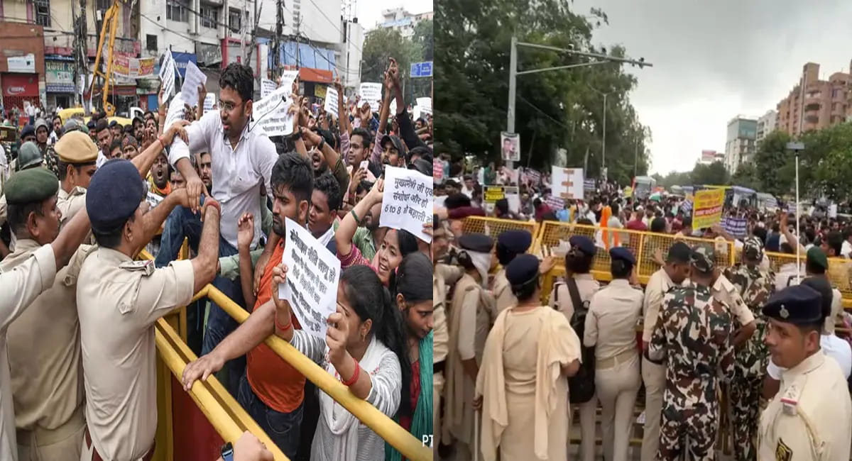 TRE-4 को लेकर पटना में जोरदार प्रदर्शन, पुलिस लाठीचार्ज पर मचा हंगामा; शिक्षा मंत्री मिथिलेश तिवारी ने दिया आश्वासन