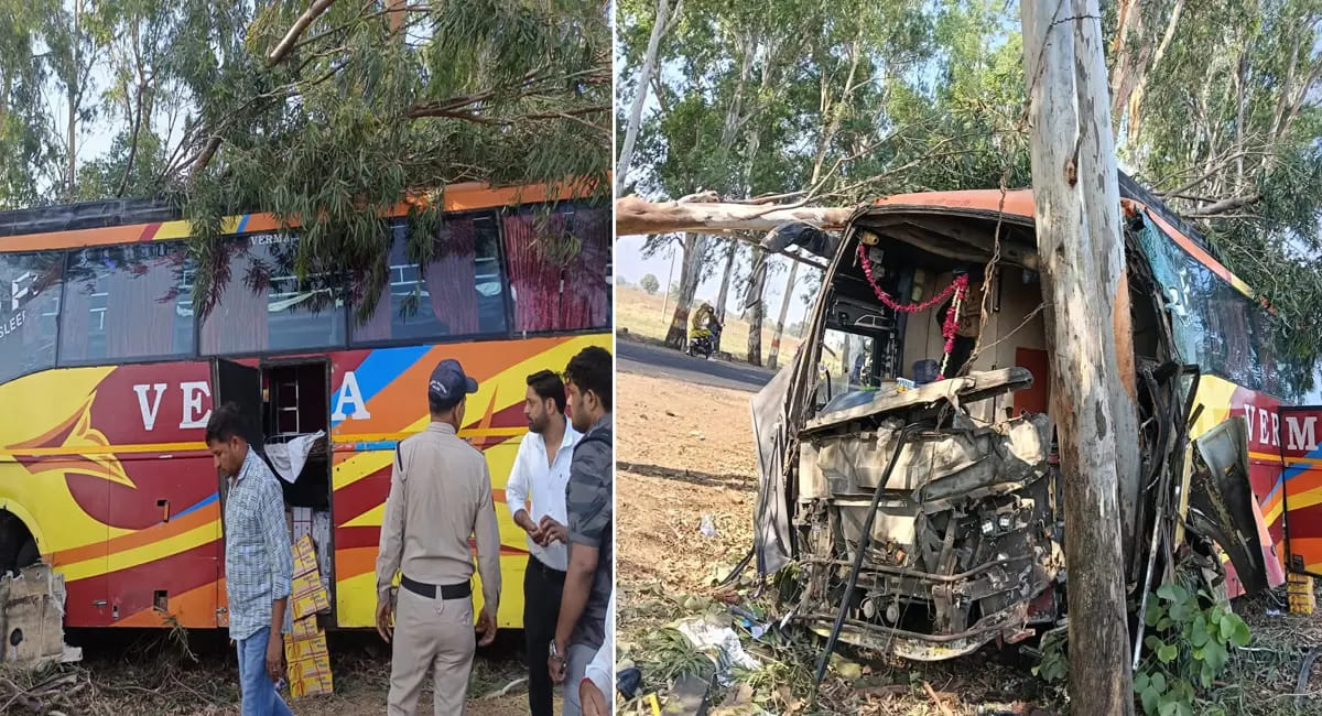 गाय को बचाने के चक्कर में पेड़ से टकराई बस, हेल्पर की मौत