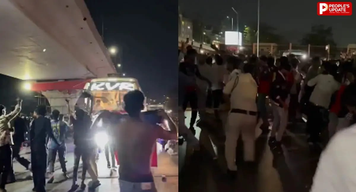 बस पर पथराव, पुलिस ने लाठीचार्ज कर भीड़ को खदेड़ा