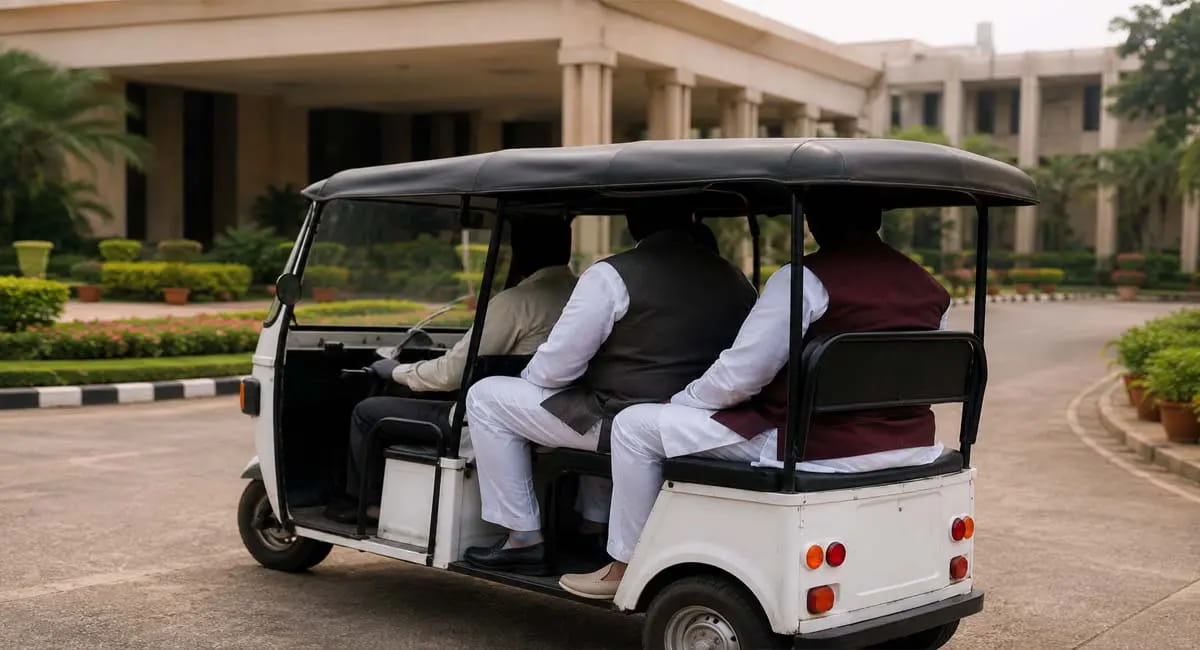 आज ई-रिक्शा से कैबिनेट बैठक में पहुंचे ये मंत्री, चर्चा तेज