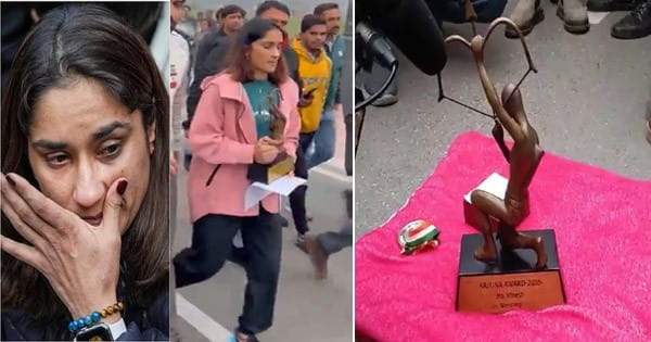 बजरंग पूनिया के बाद विनेश फोगाट ने भी लौटाए अवॉर्ड, पुलिस ने रोका तो कर्तव्य पथ पर छोड़ा अर्जुन-खेल रत्न अवॉर्ड