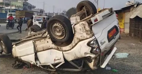 सीहोर में तेज रफ्तार का कहर... भैरूंदा में बेकाबू होकर कार पलट गई, दो की मौत; 3 घायल