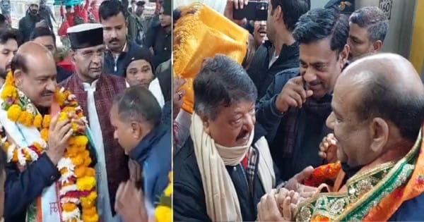 लोकसभा अध्यक्ष ओम बिरला पहुंचे भोपाल, संसदीय कार्य मंत्री कैलाश विजयवर्गीय ने किया स्वागत