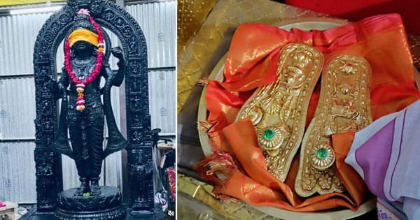 Ayodhya Ram Mandir : भक्ति में लीन अयोध्या धाम... रामलला की मूर्ति की पहली झलक आई सामने, राम मंदिर पहुंची सोने की चरण पादुका