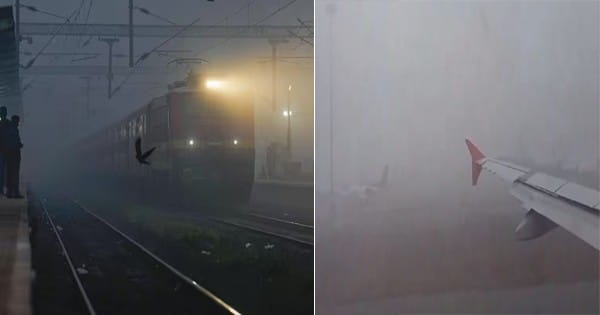 Delhi Weather Update : खराब मौसम और कोहरे के कारण 50 से ज्यादा फ्लाइट्स और 23 ट्रेनें लेट, तीन उड़ानें डायवर्ट; देखें VIDEO