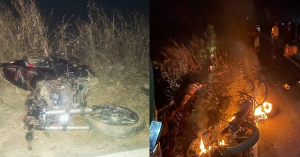 छत्तीसगढ़ में दिखा तेज रफ्तार का कहर... जशपुर में दो बाइकों की आमने-सामने टक्कर, चार युवकों की मौत; हादसे के बाद गाड़ी में लगी आग