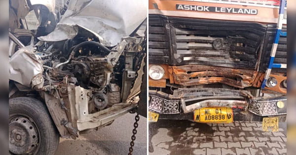 दिल्ली के बदरपुर में भीषण सड़क हादसा : कार और ट्रक की हुई टक्कर, तीन लोगों मौत; चार घायल