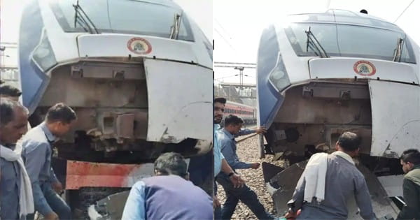 भोपाल से दिल्ली जा रही वंदे भारत एक्सप्रेस हुई हादसे का शिकार, सांड से टकराने के बाद आगे का हिस्सा टूटा