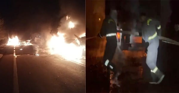 VIDEO : महोबा में दो ट्रकों की आमने-सामने भिड़ंत, वाहनों में लगी भीषण आग; जिंदा जल गए दोनों ड्राइवर
