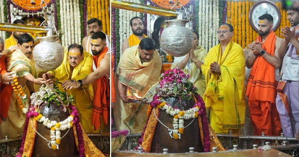 जेपी नड्डा ने पत्नी और बेटे के साथ महाकाल मंदिर में की पूजा-अर्चना, CM डॉ. मोहन यादव भी रहे मौजूद