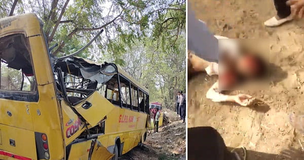 हरियाणा में सड़क हादसा : महेंद्रगढ़ में प्राइवेट स्कूल की बस पलटी, 6 बच्चों की मौत; नशे में था ड्राइवर; सरकारी छुट्टी के दिन भी खुला था विद्यालय