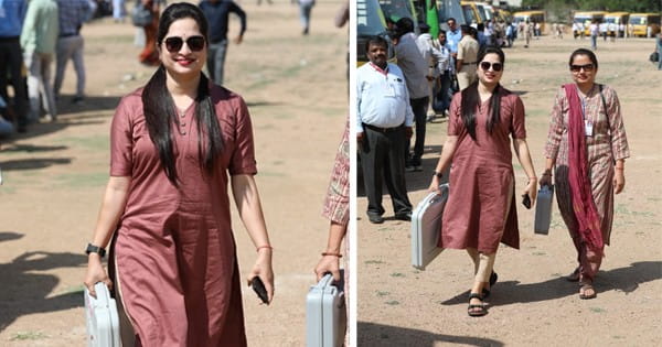 चुनावी ग्लैमर : काला चश्मा, स्मार्ट वॉच और क्यूट स्माइल वाली पोलिंग ऑफिसर का फोटो वायरल, यूजर्स कर रहे मजेदार कमेंट