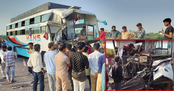 महाराष्ट्र से इंदौर जा रही हंस ट्रेवल्स की बस आगे जा रहे ट्रक में जा घुसी, 20 यात्री घायल; तीन की हालत गंभीर