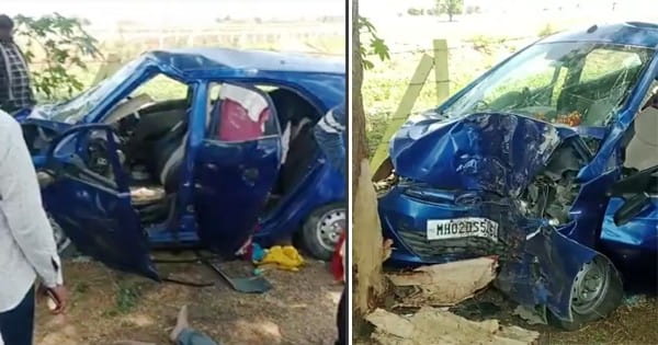 पेड़ से टकराई श्रद्धालुओं की कार, 7 माह के मासूम की मौत, ओंकारेश्वर दर्शन कर महाराष्ट्र लौट रहा था परिवार