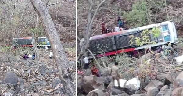MP के बुरहानपुर में सड़क हादसा : 60 फीट गहरी खाई में गिरी बस, कई यात्री घायल; इंदौर से महाराष्ट्र के अकोला जा रही थी