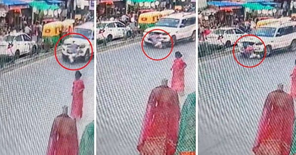 इंदौर में 'हिट एंड रन' केस : कार ने बाइक सवार दंपति को मारी टक्कर, बोनट पर लटका पति; 25 फीट तक घसीटा, CCTV में कैद हुई घटना