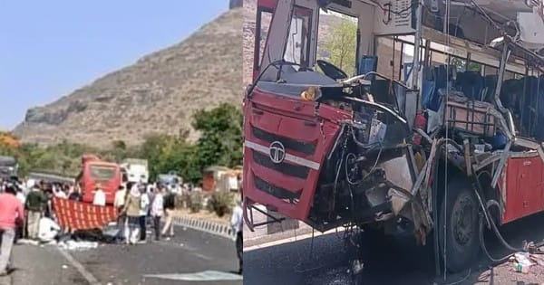 महाराष्ट्र के नासिक जिले में हादसा, बस और ट्रक के बीच जोरदार टक्कर; 10 की मौत, 18 घायल