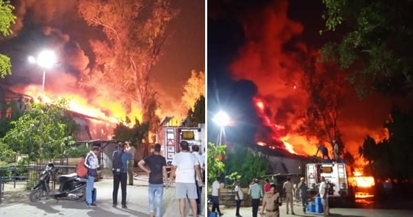 गाजियाबाद में फाइबर सीट फैक्ट्री में लगी भीषण आग, केमिकल के कई ड्रम फटे; दूर-दूर तक सुनाई दी धमाकों की आवाज