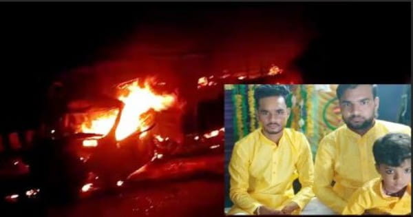UP में दर्दनाक हादसा : बारात की कार को ट्रक ने मारी टक्कर, दूल्हे समेत 4 लोग जिंदा जले