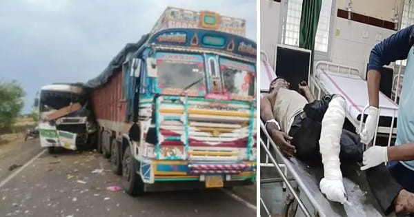 मतदान कराकर लौट रहे मतदान दल की बस खड़े ट्रक से टकराई, होमगार्ड जवान की मौत, 9 घायल