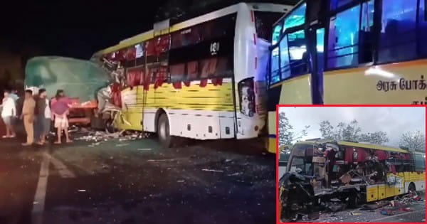 तमिलनाडु में दर्दनाक सड़क हादसा : चेन्नई-त्रिची नेशनल हाईवे पर बस और ट्रक की टक्कर, 4 की मौत; 15 घायल