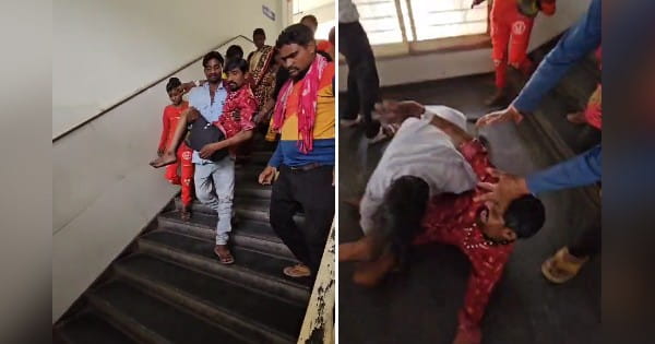 छतरपुर के जिला अस्पताल का हाल बेहाल : गोदी में उठाकर मरीजों को ले जाने के लिए मजबूर परिजन, सीढ़ियों से गिरे; आए दिन हो रहे हादसे