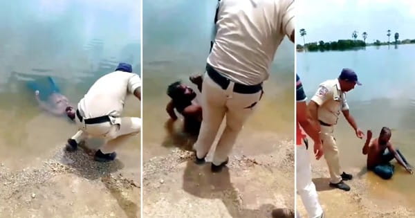 VIDEO : घंटों से तालाब में 'लाश' पड़ी है... सूचना पर पहुंची पुलिस, बाहर खींचने पर उठ खड़ा हुआ शख्स; बोला- गर्मी से परेशान था