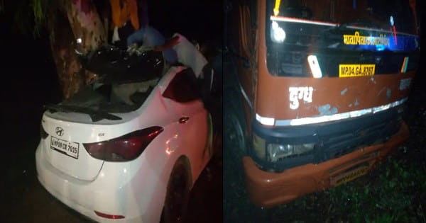 इंदौर-भोपाल हाईवे पर हादसा, तेज रफ्तार कार दूध के टैंकर में घुसी, 3 की मौत