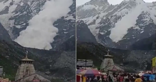 केदारनाथ मंदिर के पास टूटा ग्लेशियर, लोगों की थमी सांसें, खाई में समाया बर्फ का गुबार; यात्रियों ने कैमरे में कैद की घटना