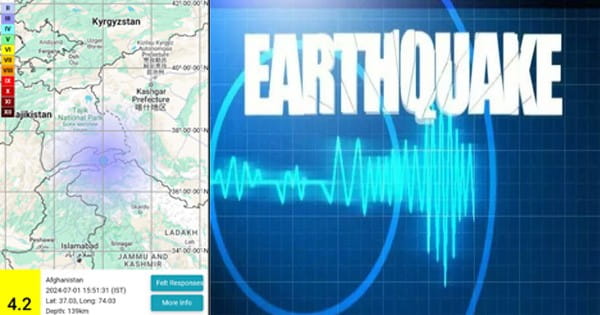 अफगानिस्तान में महसूस हुए भूकंप के झटके, रिक्टर स्केल पर 4.2 तीव्रता मापी गई