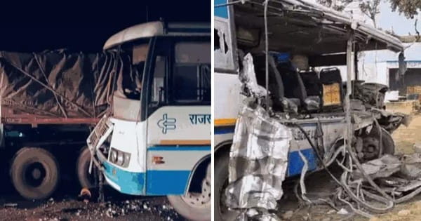 राजस्थान में सड़क हादसा : सवारियों से भरी रोडवेज बस ट्रेलर से टकराई, पति-पत्नी व बेटे की मौत; कई यात्री घायल